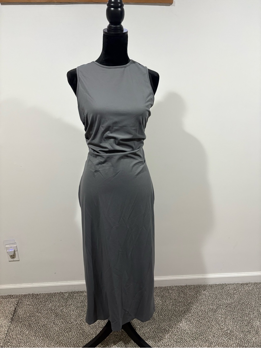 SHEIN Gray Sleeveless Maxi Dress - Crew Neck